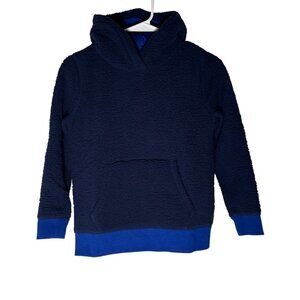 Lands' End Sherpa Pullover Hoodie Kids Size XL 14-16 Deep Sea Navy Blue NWT!